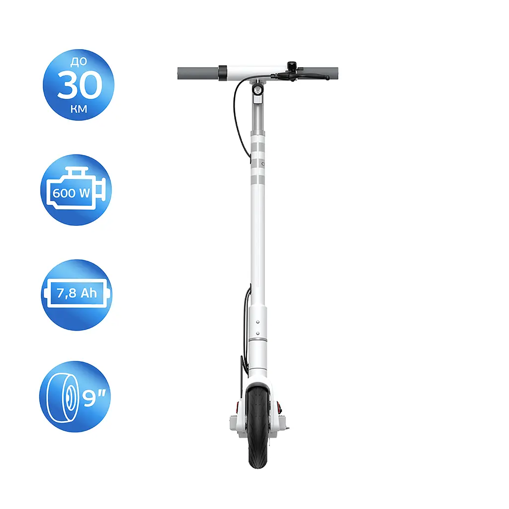 Електросамокат OKAI ES10-NEON Lite White 9", 300(600)W, 7.8Ah, 30km, 25km\h, 20%, NFC, App, 15kg (ES10-W) - фото 3