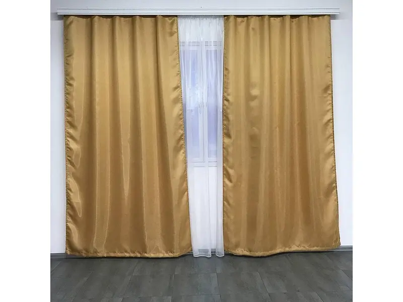 Штори із монорею золотистого кольору на тасьмі 2шт. 150х270 ALBO pbe0052473 - фото 2
