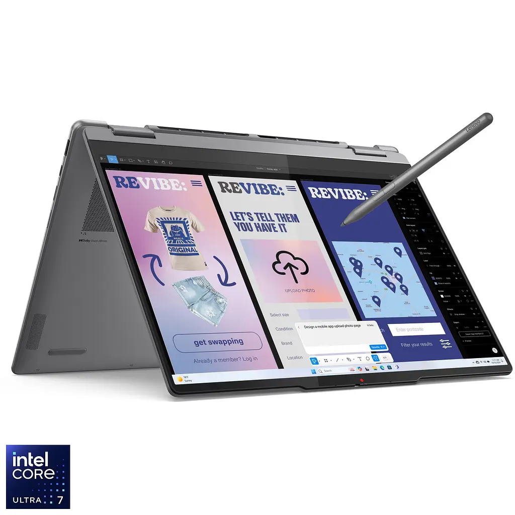 Ноутбук Lenovo Yoga 7 2- в- 1 14ILL10 Intel Core Ultra 7 256 В до 4, 8 ГГц, 14 WUXGA, OLED, сенсорным экраном, 16 ГБ LPDDR5x, 1 ТБ SSD, Intel Arc, Windows 11 Pro, Luna Grey - фото 2