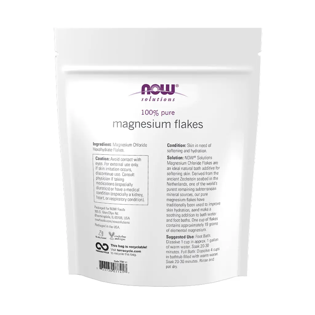 Магній NOW Foods (Flakes) - 750 г, для м’язів і нервової системи - фото 2