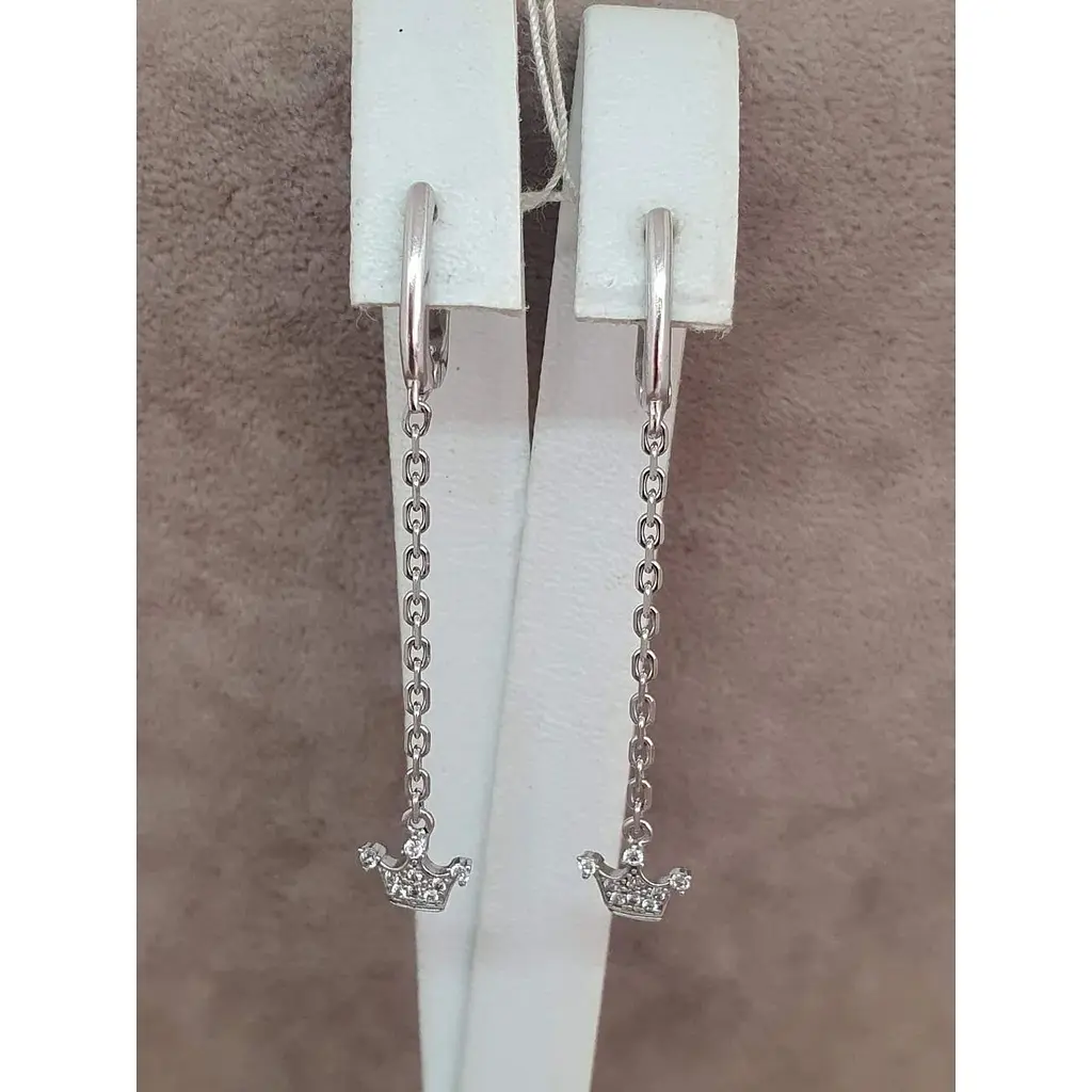 Срібні сережки Агні КОРОНА з фіанітами. 2862/9Р-CZ - фото 3