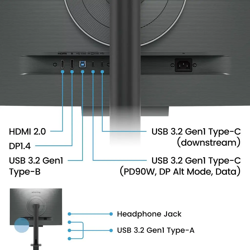 Монитор TFT 28.2" BenQ RD280UA, IPS, 3840x2560, 3:2, USB-C, HDMI, DP, HAS, эрго стойка, цв., металлик-серый (9H.LM2LJ.TBE) - фото 6