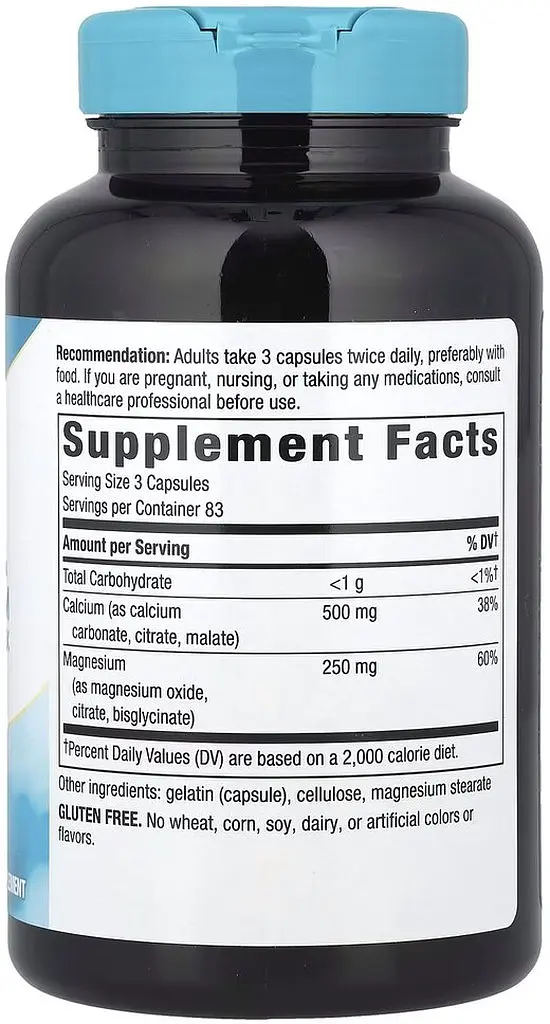Кальций и магний Nature's Way Calcium & Magnesium, 250 капсул для поддержки костей, зубов - фото 2