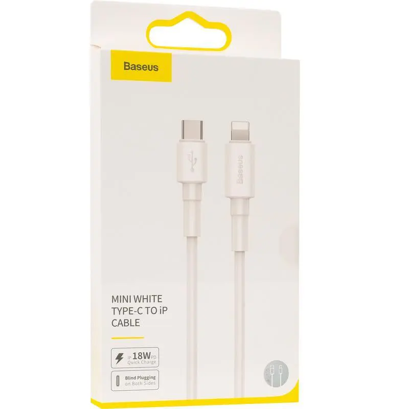 Кабель Baseus BMX Mini MFI Cable Type-C to Lightning 480Mb PD 18W 2.4A 1.2m CATLSW-A02 White - фото 4