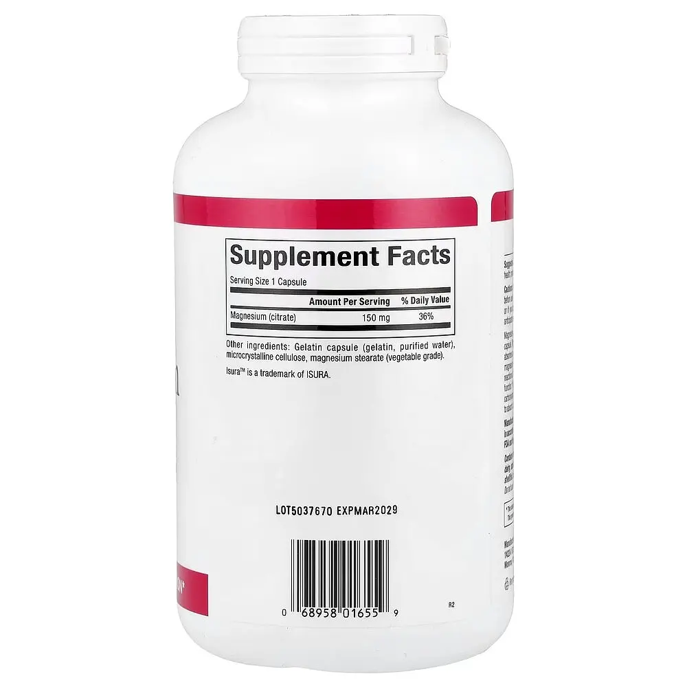 Цитрат магнію Natural Factors Magnesium Citrate 150 mg, 360 капсул для підтримки м'язів та нервової системи - фото 2