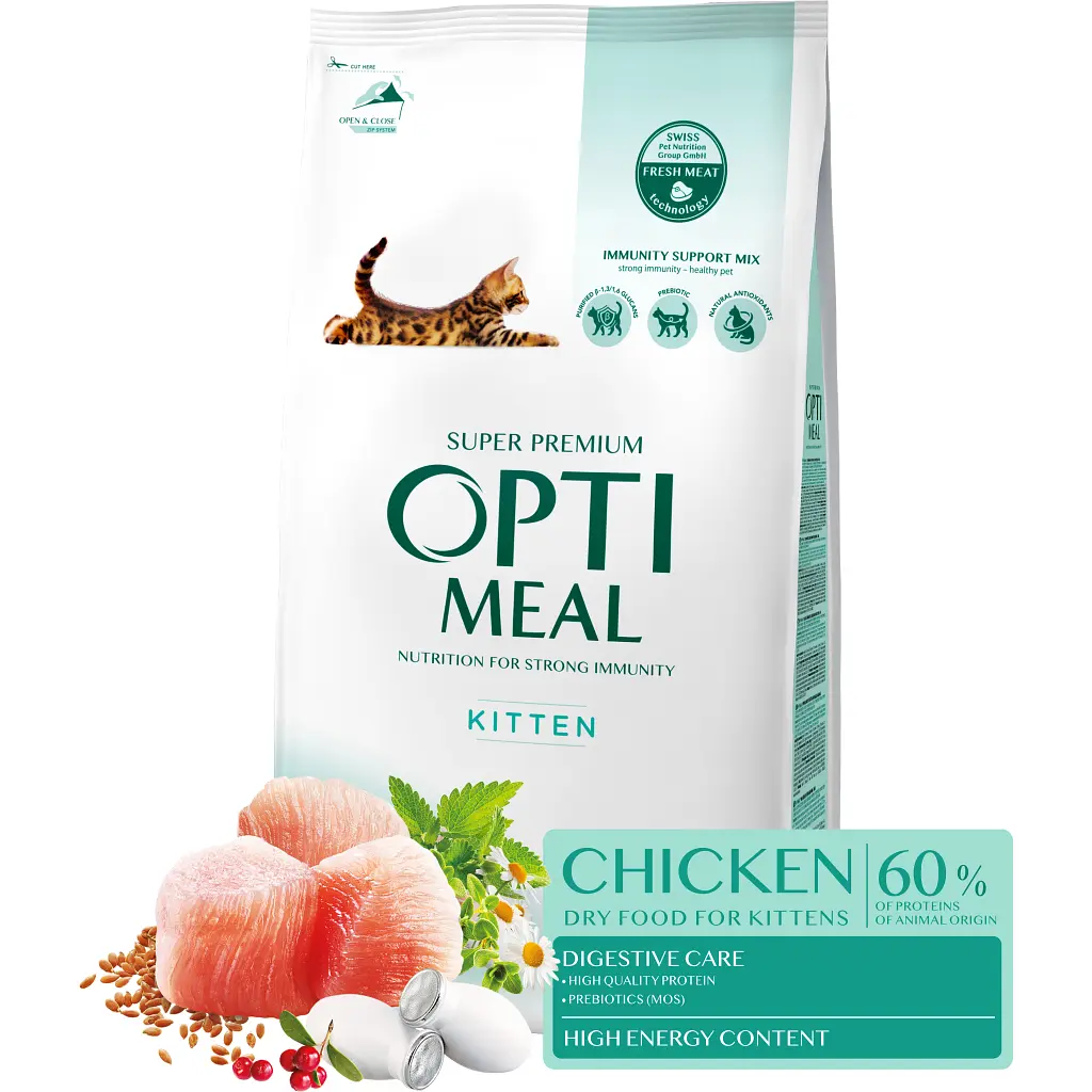 Сухий корм для кішок Optimeal для кошенят зі смаком курки 1.5 кг (4820215369664) - фото 2
