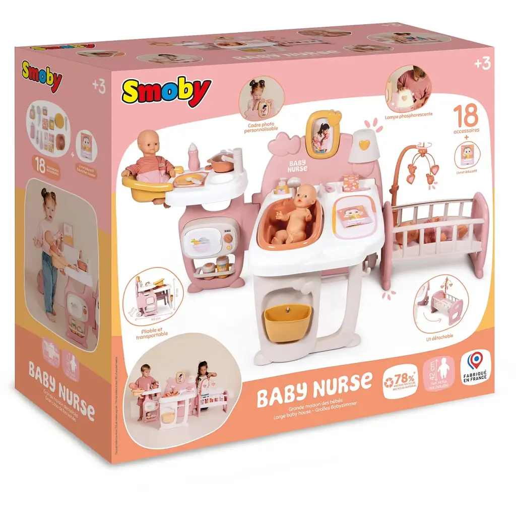 Великий iгровий центр Smoby Toys Бебi Ньорс. Кiмната малюка 3 зони терракотова пудра (7600220394) - фото 3