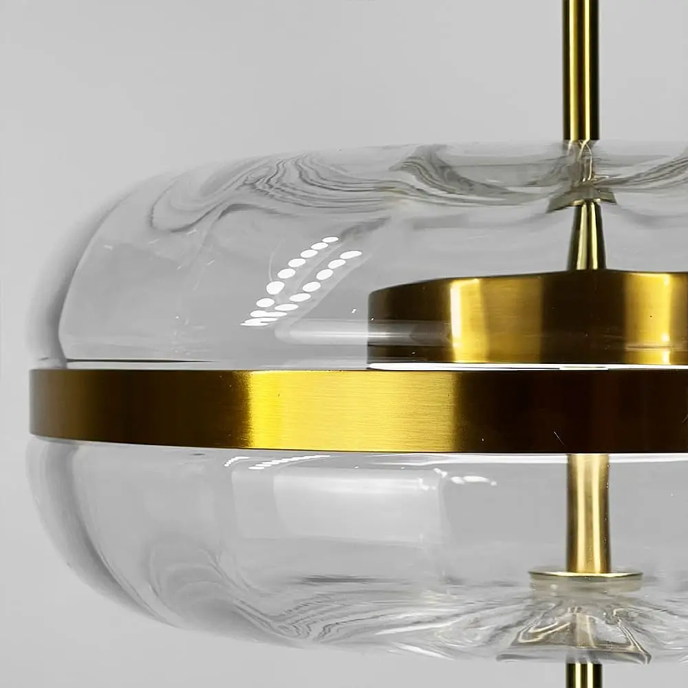 Підвісний світильник із прозорим плафоном та латунним корпусом Ø 35х40 см | Line F | Арт. BM4-350 AB+CL - фото 5