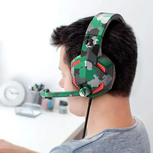Дротова ігрова гарнітура Hoco Gaming headphones Hi-Res ESD08, USB, 2x3.5mm, 2m, Camouflage-Green - фото 9