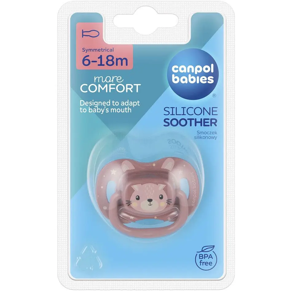 Пустышка Canpol babies Cute Animals силиконовая симметричная 6-18 мес. розовая (34/925_pin) - фото 3