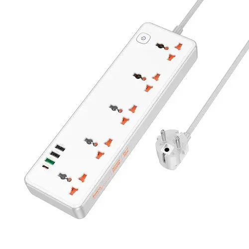 Мережевий подовжувач Hoco AC14A Rico 5-position socket(PD30W/1C3A)(EU) Білий - фото 3