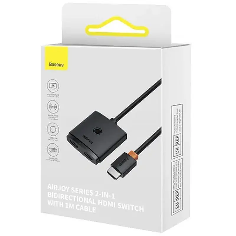 Перехідник HUB AirJoy Series 2in1 HDMI to HDMI/HDMI (B01331105) Cluster Black Baseus teh0030558 - фото 2