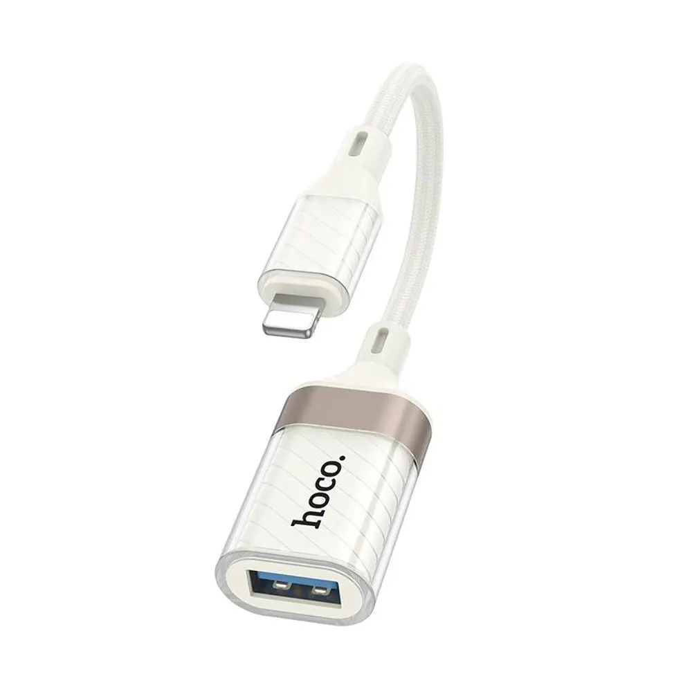Адаптер переходник Hoco UA39 Lightning to USB 2.0 apricot - фото 5