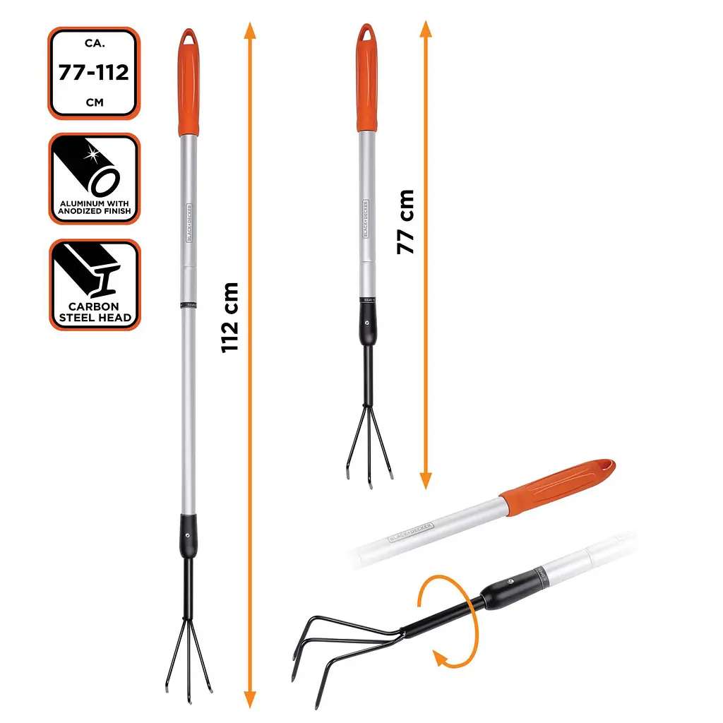 Культиватор садовый Black+Decker телескопический 78-111 см - фото 6