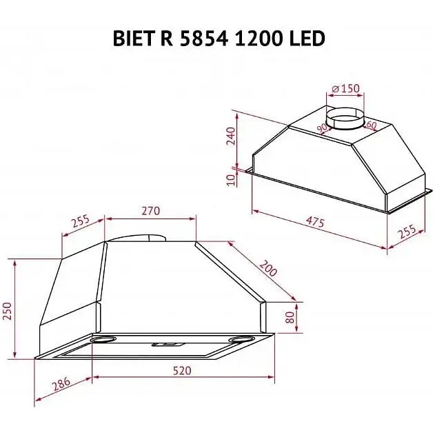 Витяжка Perfelli Biet R 5854 I 1200 LED - фото 10