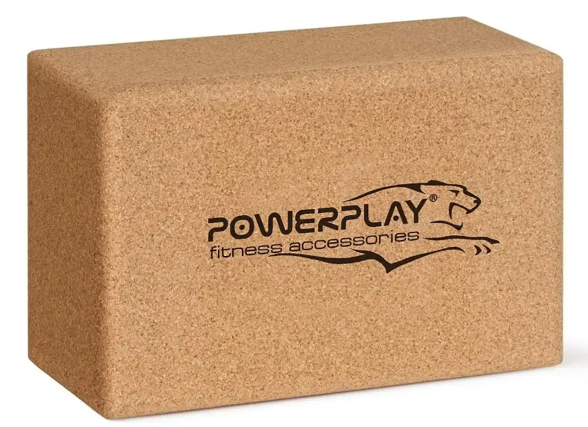 Блоки для йоги PowerPlay PP_4006 з пробкового дерева 2 шт Cork Yoga Block + гумка 7.5 кг (PP_4006_Cork_2in) - фото 3