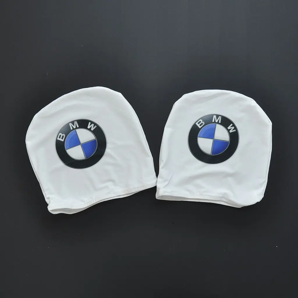 Чохли для підголівників Універсальні BMW Білі Кольоровий логотип 2 шт - фото 2