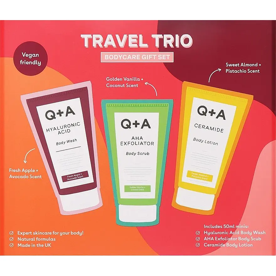 Подарочный набор Q+A Travel Trio: гель для тела 50 мл + скраб для тела 50 мл + лосьон для тела 50 мл - фото 3
