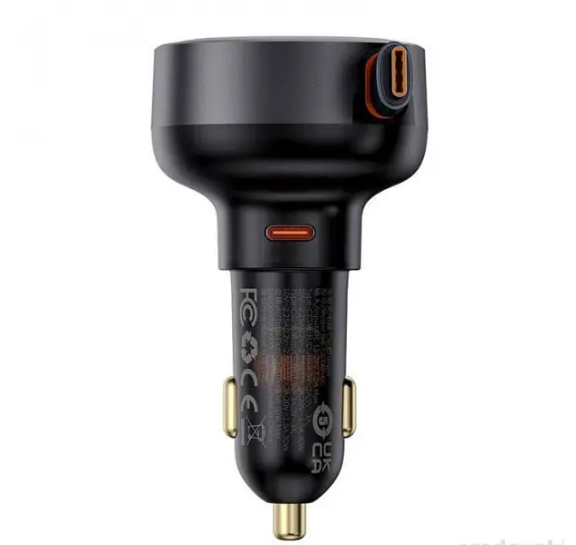 Автомобільний зарядний пристрій Baseus Enjoyment Pro Car Charger Type-C+Retractable Type-C Cable 60W C00057802111-01 Black - фото 5