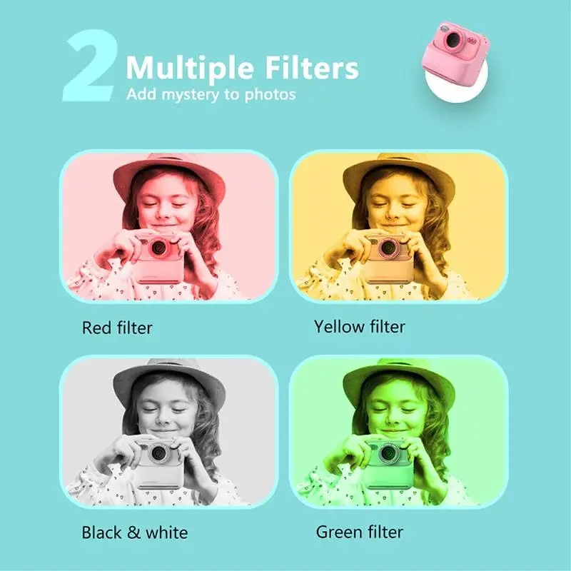Дитяча камера миттєвого друку Instant Print Camera P79 (Рожевий) - фото 6