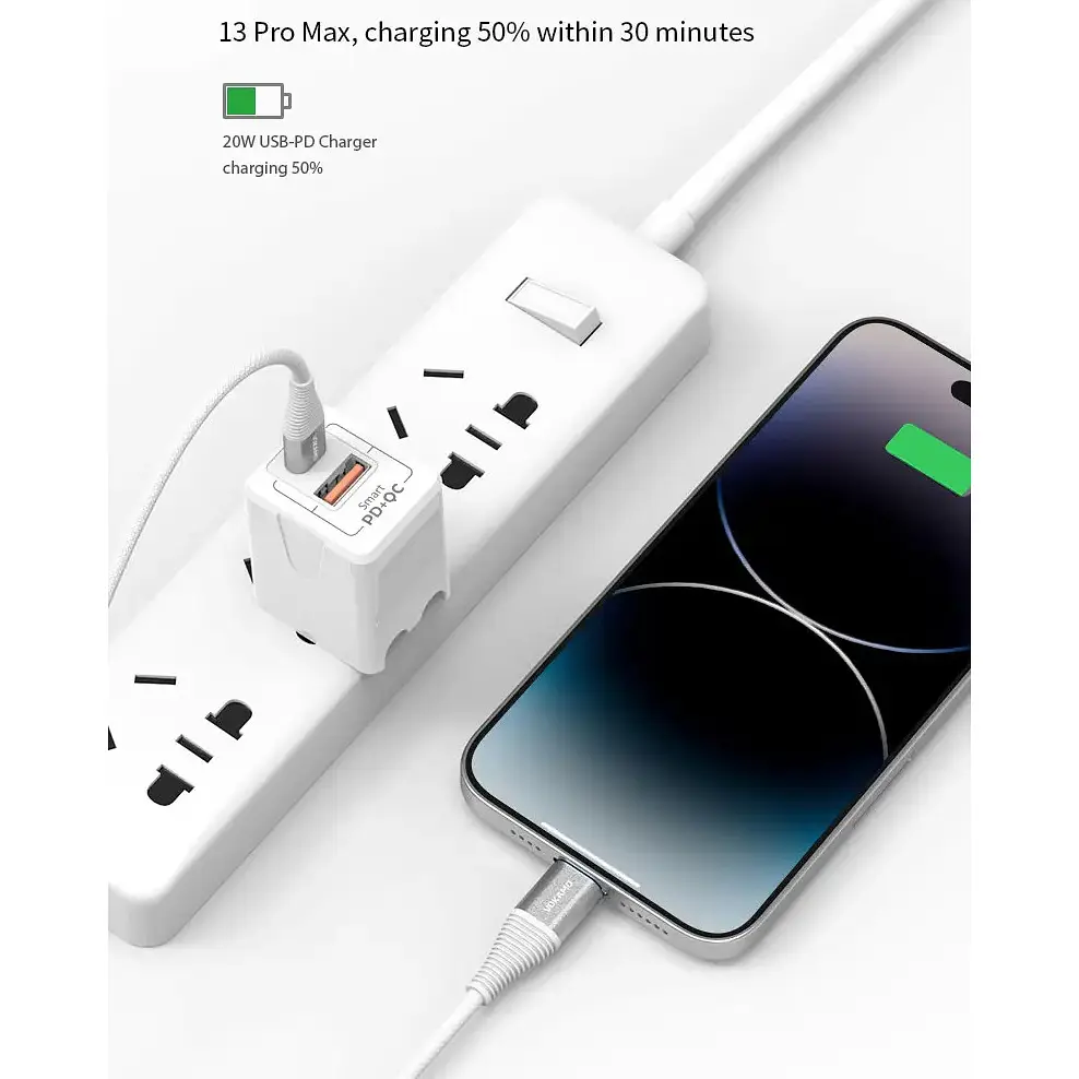 Кабель для зарядки Vokamo SC4 Luxlink Type-C to Lightning 20Вт 1.2 м - фото 6