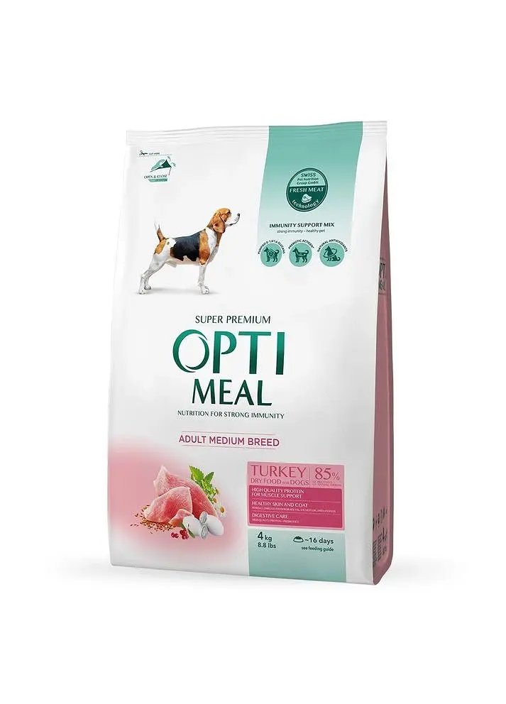 Optimeal Adult Dogs Medium - сухий корм з індичкою для доросих собак середніх порід, 4 кг
