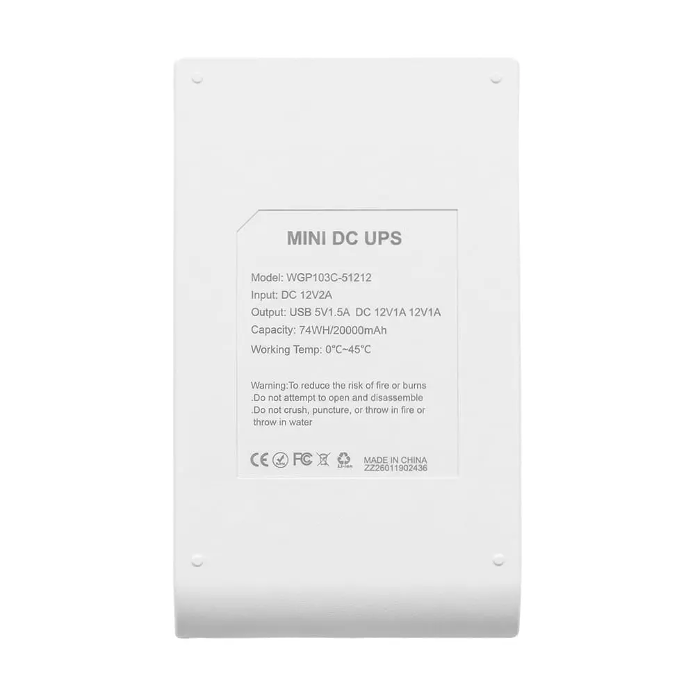 Джерело безперебійного живлення Mini UPS WGP UPS103C 20000mAh 5V/12V/12V, Li-ion 4*5Ah, для роутера та оптичного терміналу (42-00253) - фото 5