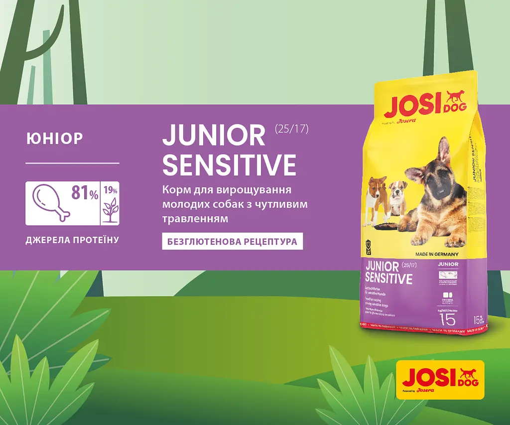 Безглютеновий сухий корм для цуценят Josera JosiDog Junior Sensitive, з м'ясом домашньої птиці, 15 кг - фото 6