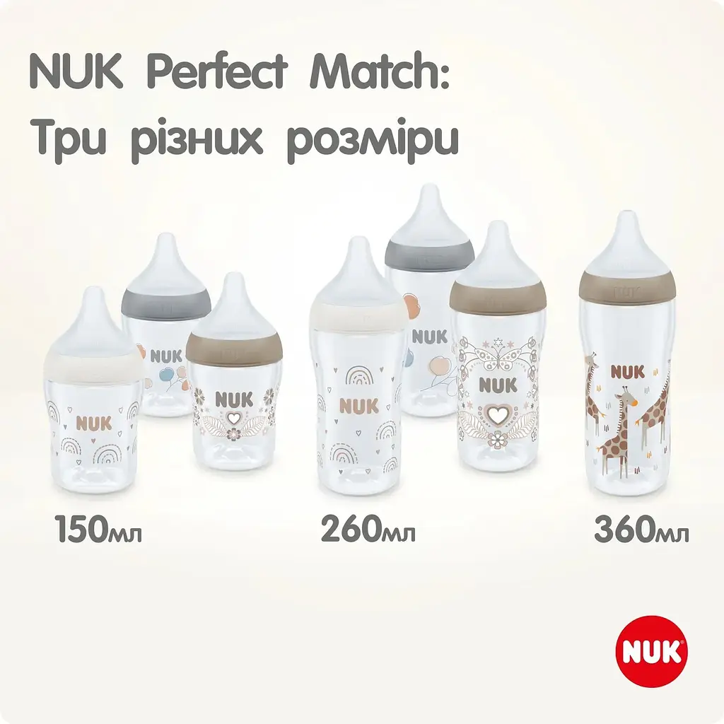 Пляшечка для годування Nuk Perfect Match з індикатором температури, з соскою з силікону з отвором M 260 мл веселка (3954136) - фото 6
