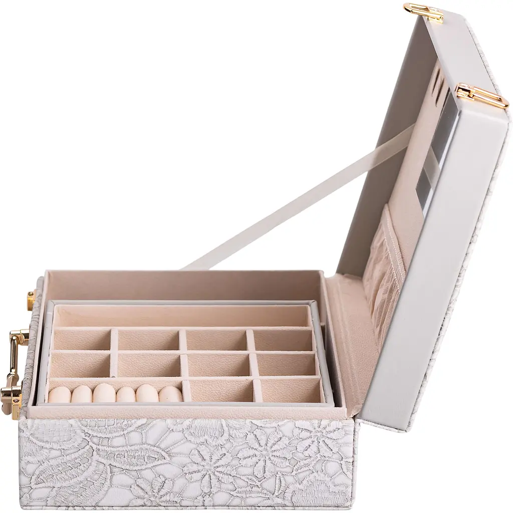 Кейс-органайзер для украшений Yiwu с накидными замками 24х18.5х8.5 см серый HP-5-15G - фото 4