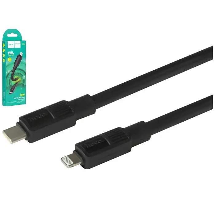 Кабель USB HOCO X84 PD Type-C to Lightning, текстильна оплетка, 1 м, чорний - фото 2
