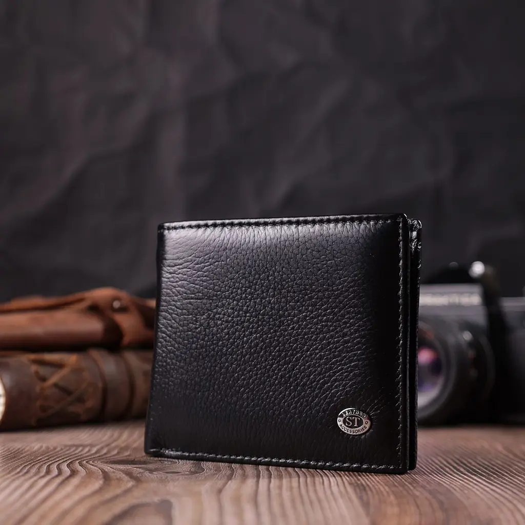 Чоловіче шкіряне портмоне із затискачем ST Leather 22485 чорний - фото 6