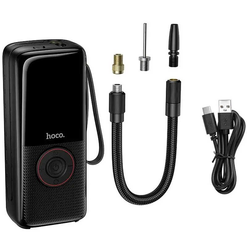 Автомобільний насос Hoco ZP18 Enlighten smart air pump Black - фото 3