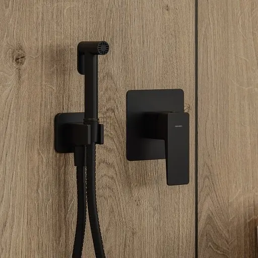 Набор гигиенического душа скрытого монтажа Omnires Parma black mat SYSPMBI1BL, Черный матовый - фото 2