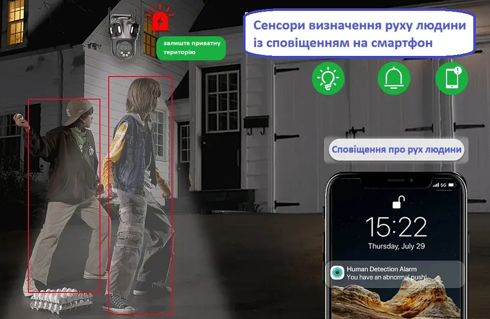 Вулична WiFi камера Besder 85  9Мп  3 об'єктиви Zoom 6-кратний  IcSee - фото 6