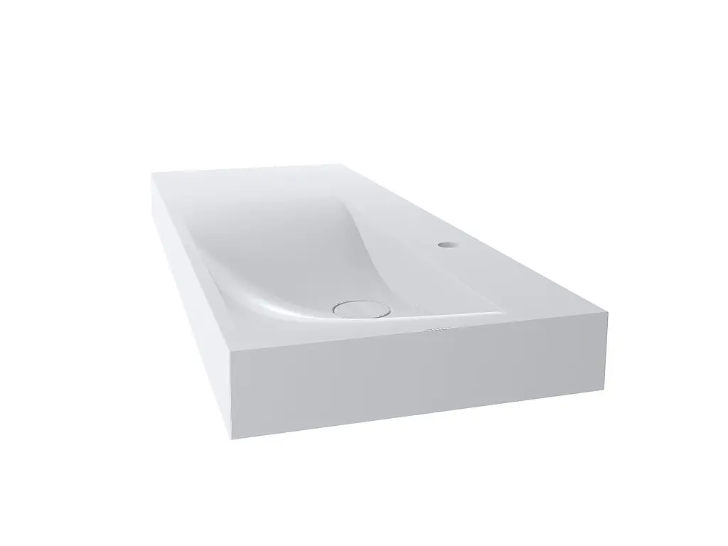 Раковина Miraggio Viola 1200 глянсовий з литого мармуру 1200x460x122 0000620, Білий - фото 3