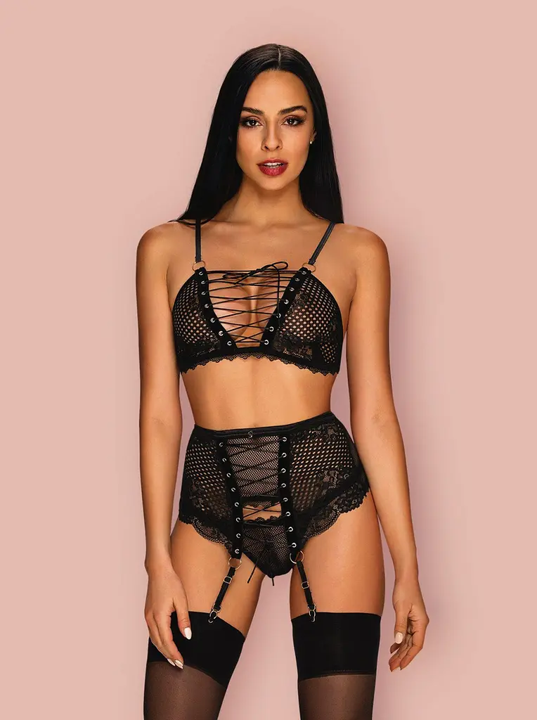 Комплект білизни Obsessive Basitta L/XL чорний - фото 3