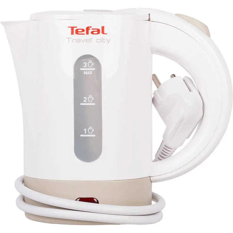Электрочайник Tefal Travel-o-city Strix 0.5 л пластик в комплекте 2 стакана + 2 ложки бело-бежевый (KO120130) - фото 2
