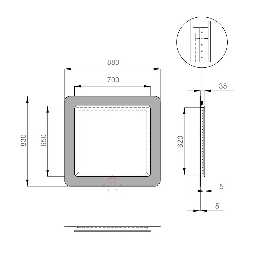 Дзеркало Sanwerk Ультра "Космо" 88x83 белое ZU0000140, Білий - фото 4