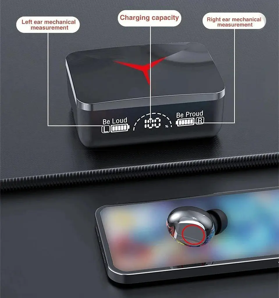 Беспроводные наушники TWS M90 с зарядным кейсом-павербанком и LED подсветкой Геймерские Bluetooth 5.3 наушники - фото 5