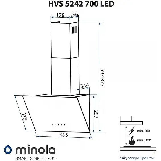 Вытяжка Minola HVS 5242 BL 700 LED - фото 12