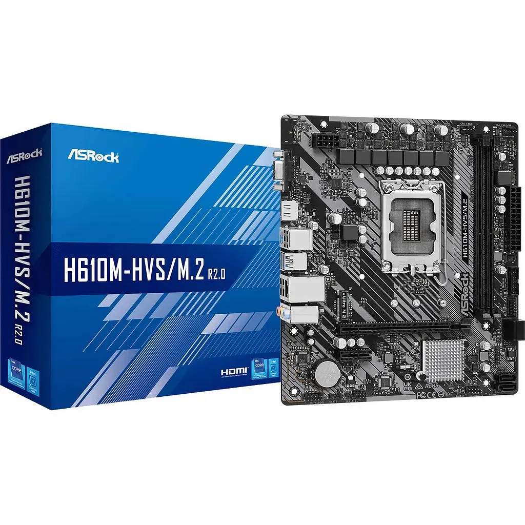 Материнська плата ASRock H610M-HVS/M.2 R2.0 (1700/H610, 2xDDR4, 1xPCIex16, HDMI/VGA, 4xSATAІІІ, M.2, GLan, 7.1ch, mATX) - фото 5