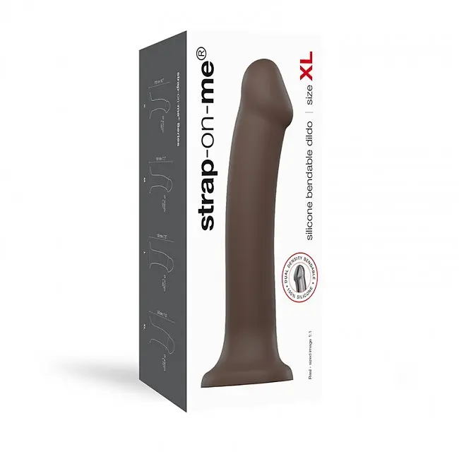 Фалоімітатор Strap-On-Me Dual Density Bendable XL 20 см коричневий - фото 2