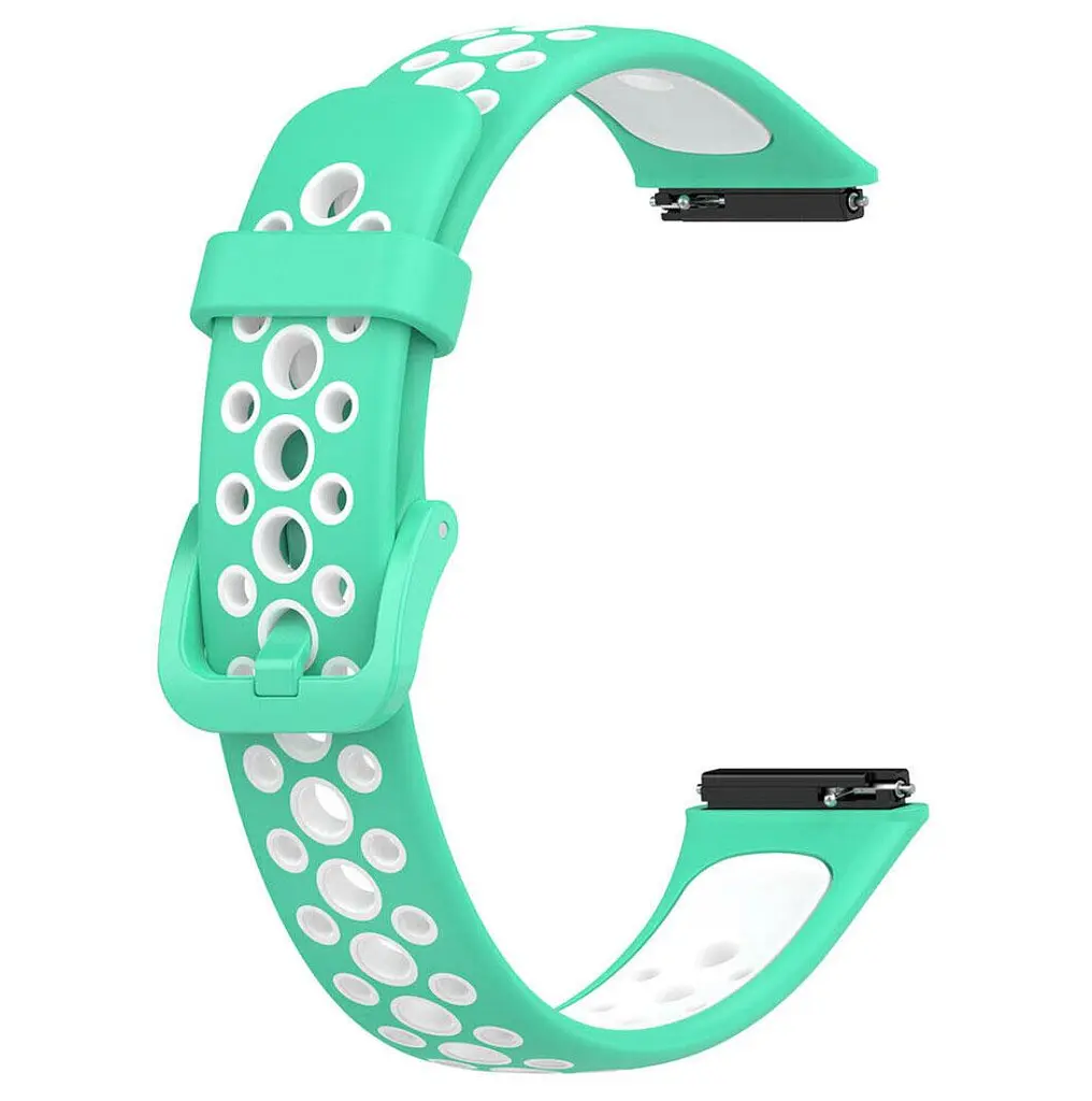 Силиконовый ремешок Primolux Perfor Classic для фитнеса браслета Huawei Band 7- Teal White - фото 3