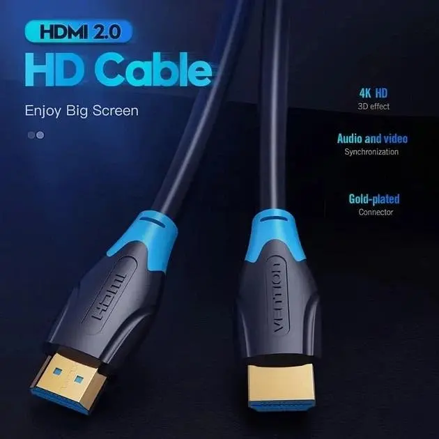 Кабель видео Vention HDMI 2.0 4K 3D PVC Upgrade 1 м Black (AAGBF) - фото 2