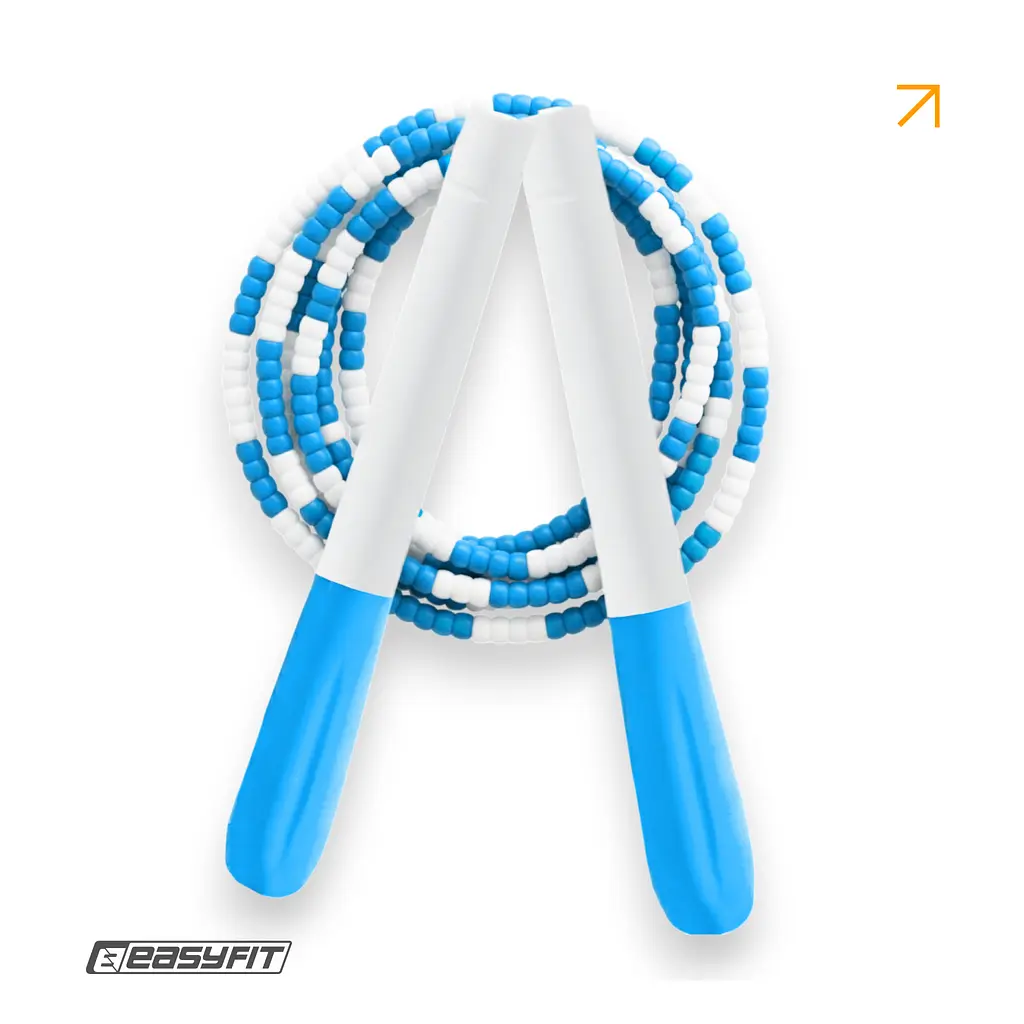 Бисерная скакалка EasyFit FreeRope 2,7 м (бело-голубая) - фото 2