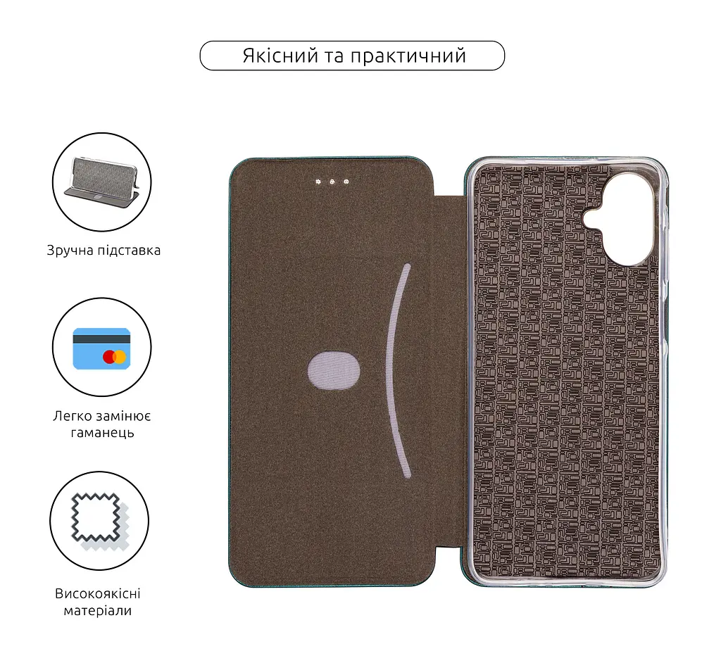 Чехол-книжка для Samsung Galaxy A07 4G (A075), G-Case, зеленый, кожаный чехол-книга из экокожи (PU) и TPU, с магнитом, с подставкой и вместительным кардхолдером, противоударный, защита всего корпуса, ArmorStandart (ARM86782) - фото 3