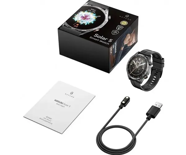 Розумний годинник Xiaomi Haylou Solar 5 LS20 2 ремінці Silicone + Stainless steel чорні - фото 5