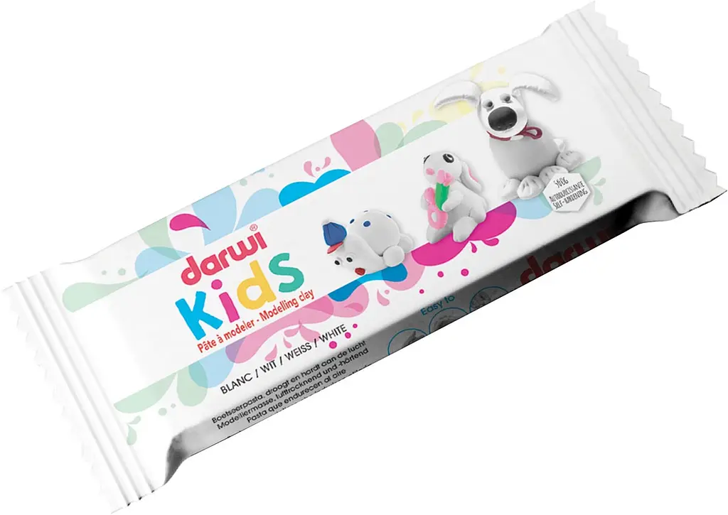 Полімерна глина самозастигаюча Darwi KIDS, 500 г., Біла, (DR-DA0850500000)