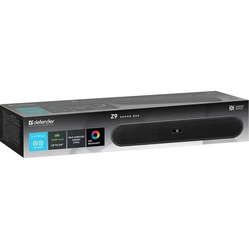 Акустична система 1.0 Defender Саундбар Z9 16Вт, Bluetooth/FM/USB/TF/AUX, LED чорна (65229) - фото 2